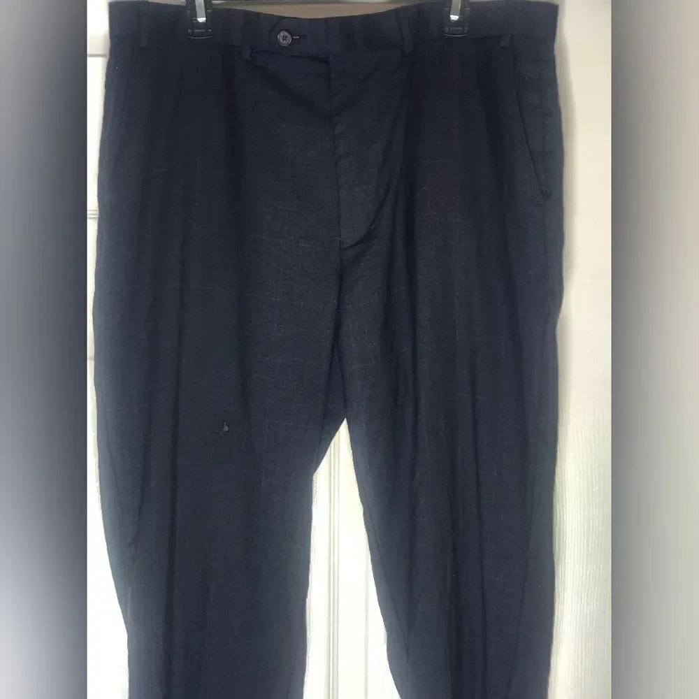 Lauren Ralph Lauren 40×32 NavyBlue Plaid 100%WOOL Pockets Zipper Men Dress Pants
